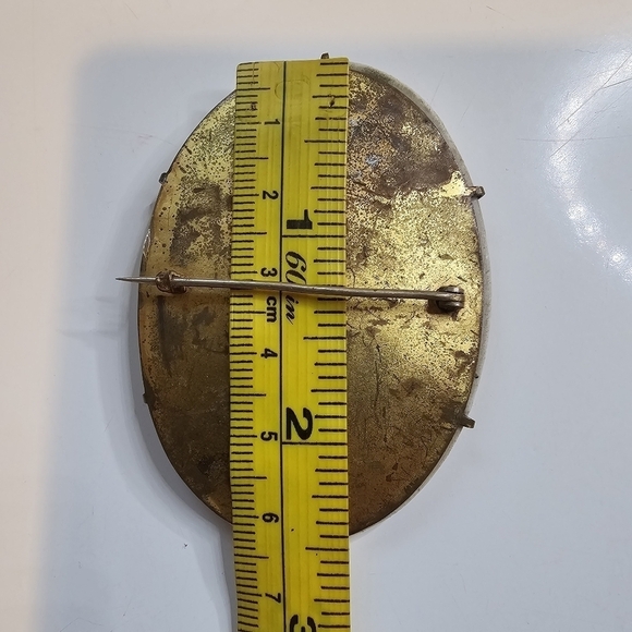 Vintage Bird Handpainted Brooch Pin Porcelain Floral Large Brass Back - Picture 6 of 8